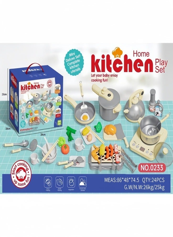 Sharpdo Interactive Kitchen Toy Set with 46PCS, Working Doors, Cookware, Steam Pressure Pot, Cut Play Food Vegetables - Perfect Learning Gift for Boys and Girls - Image 1