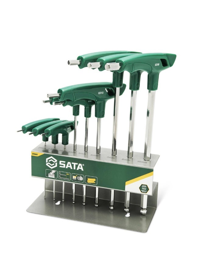 Sata SATA ST09117 9-Piece T-Handle Ball Point Hex Key Set - Image 1