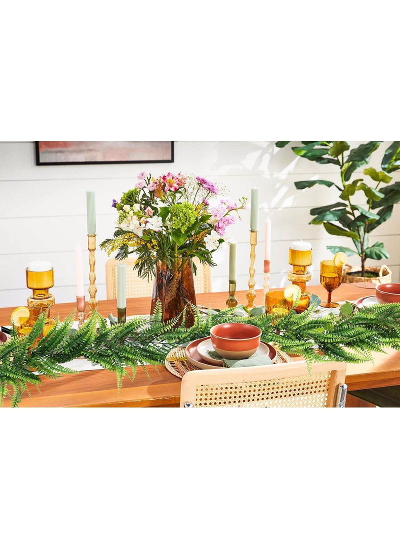 RECUTMS RECUTMS 4pcs Ferns Garland 6 FT Ivy Vines Fake Plant Artificial Hanging Plant Faux Boston Ferns Greenery Leaves Fake Vines for Outdoor Indoor Home Garden Decoration Party Table Wall Decoration(Green)  - Image 3