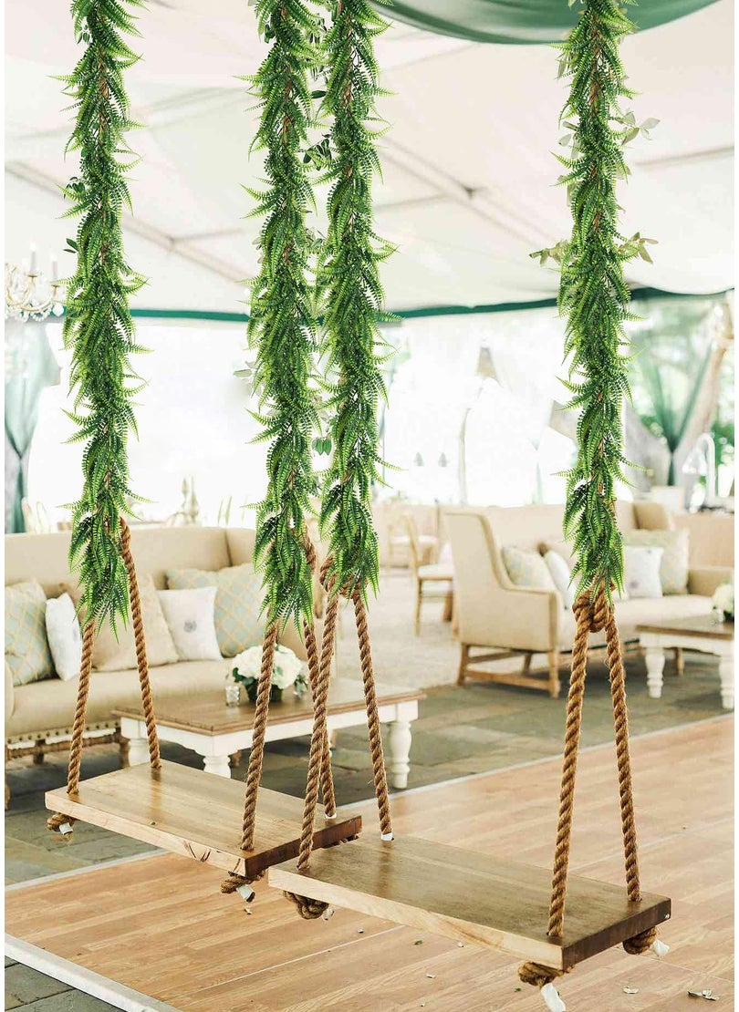 RECUTMS RECUTMS 4pcs Ferns Garland 6 FT Ivy Vines Fake Plant Artificial Hanging Plant Faux Boston Ferns Greenery Leaves Fake Vines for Outdoor Indoor Home Garden Decoration Party Table Wall Decoration(Green)  - Image 4
