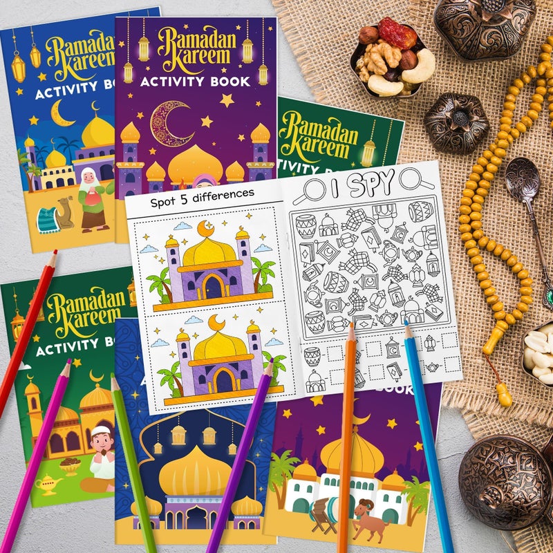 JAPBOR Ramadan Activity Coloring Books - Mini Happy Eid Mubarak Activities Color Book Bulk for Kids Party Favors, Ramadan Kareem Al Fitr Small Colour Pages for Class School Drawing Painting Games - Image 5