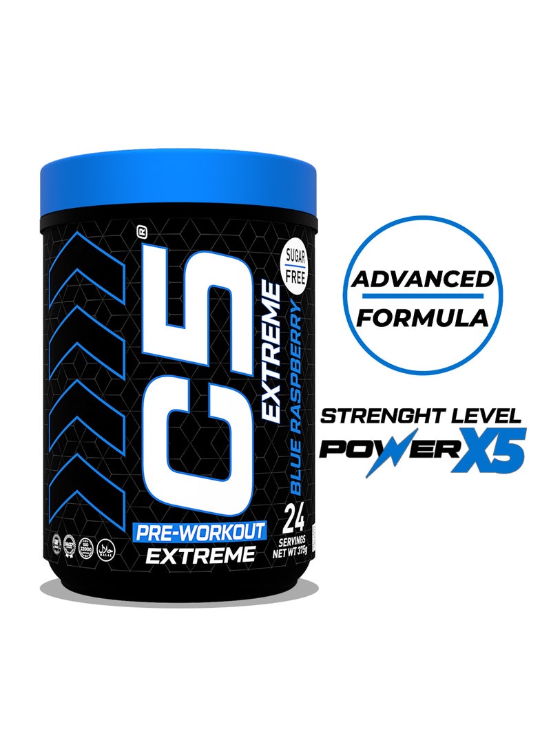 C5 Energy C5 Extreme Pre Workout Powder Blue Raspberry - 24 Servings, Sugar Free, Zero Calories, 200mg High Caffeine - Beta Alanine - Citrulline Malate, High-Performance Pre-Workout Booster Supplement - Image 2