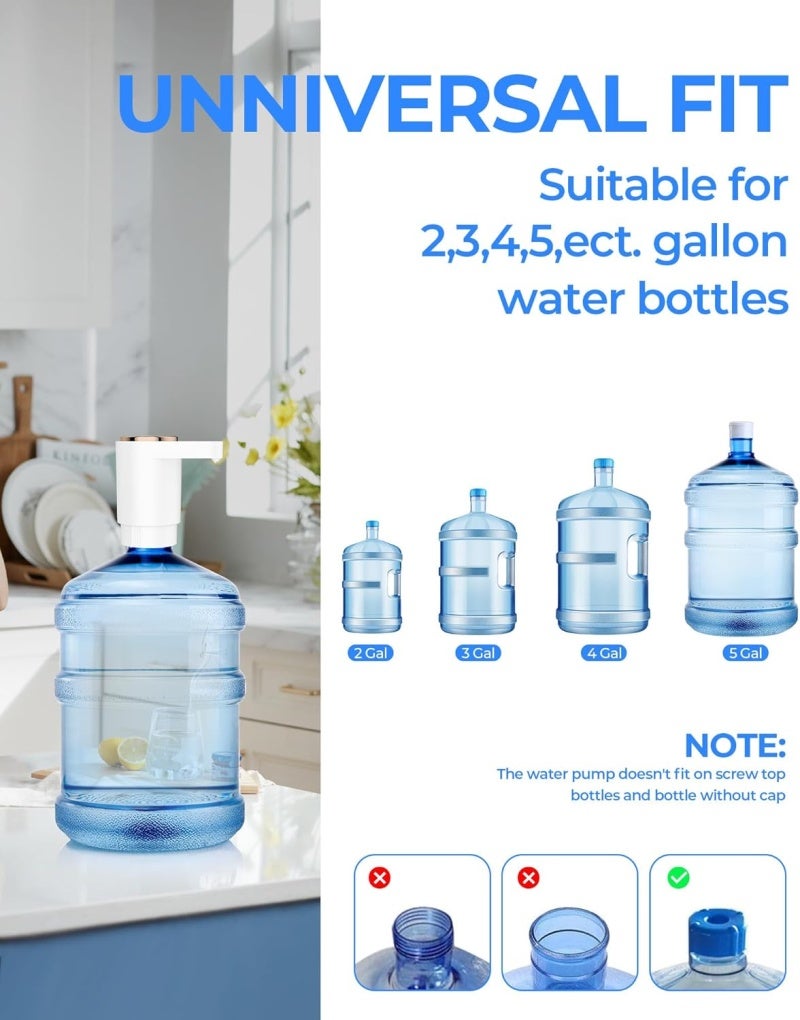5 Gallon Water Pump: White Portable Dual Motor Fast Flow Pump - USB-C Electric Water Dispenser for Camping Office RV Home Use - Image 2