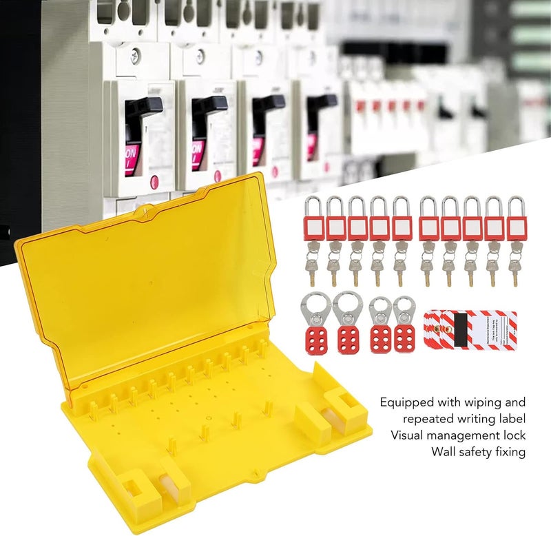 klarako Lockout Tagout Station 10 Padlock 20 Key 10 Tag 4 Buckle Lockout Station with Cover, PA Padlock, Visual Management Lock Workstation - Image 3