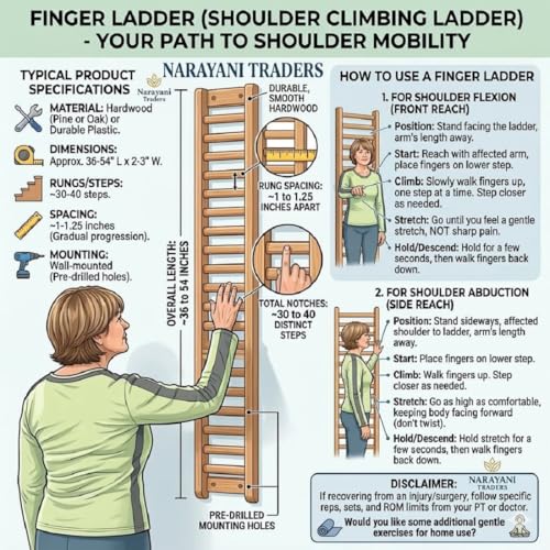 NARAYANI TRADERS Foldable Wooden Finger Ladder for Physiotherapy – Premium Hardwood Shoulder Abduction & ROM Exercise Tool – Space Saving Wall Mounted Ladder for Frozen Shoulder & Post Surgery Rehab - Image 4
