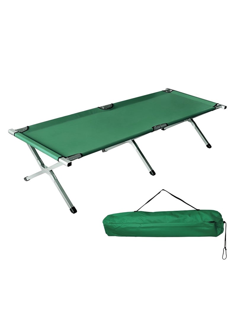 كادي ون سرير تخييم قابل للطي من الألمنيوم المتين مع قماش شبكي، سرير رحلات محمول خفيف الوزن عالي الجودة لشخص واحد، كرسي استرخاء مثالي للاستخدام الداخلي و الخارجي 195*65*45 سم، أخضر - Image 1