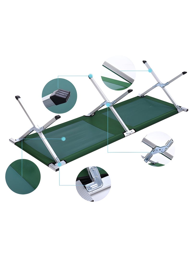 كادي ون سرير تخييم قابل للطي من الألمنيوم المتين مع قماش شبكي، سرير رحلات محمول خفيف الوزن عالي الجودة لشخص واحد، كرسي استرخاء مثالي للاستخدام الداخلي و الخارجي 195*65*45 سم، أخضر - Image 4