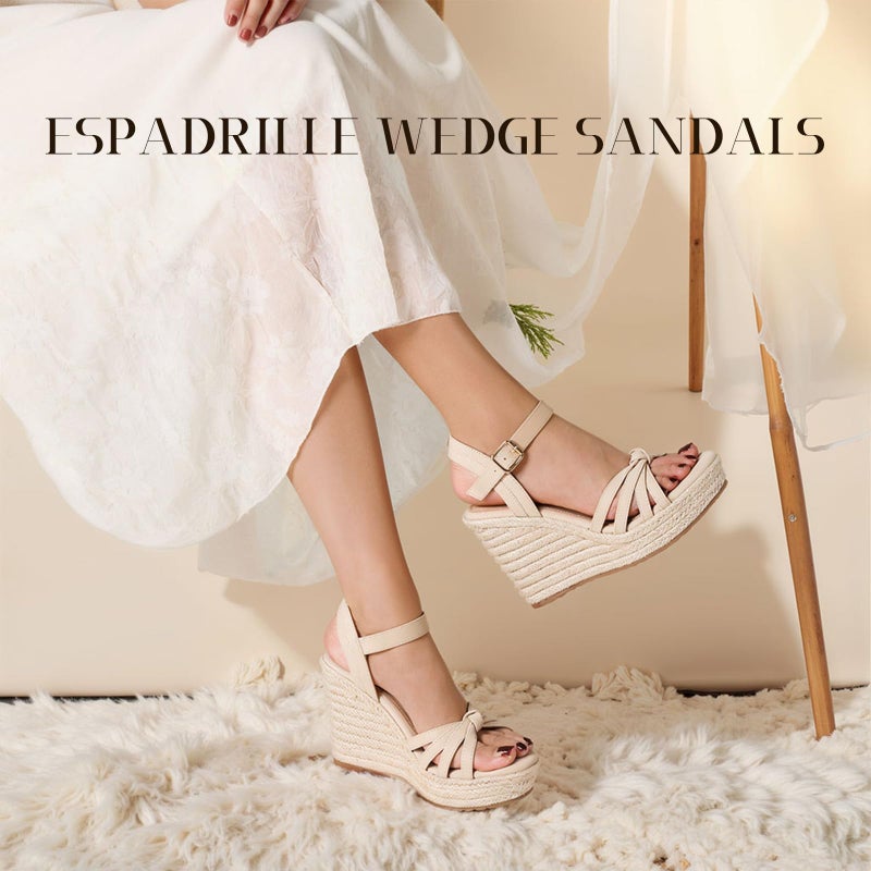 mikarka Sandals for Women 2026: Comfortable Wedge Platform Sandals Women - Braided Espadrilles for Women Ankle Strap Open Toe Wedges Heels Beach Sandals Summer Shoes Nude, US Size 7.5 - Image 5