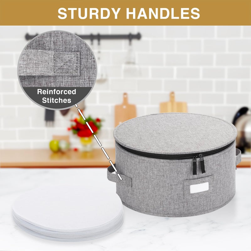 STOZU China Storage Container for Charger Plate - Includes 12 Felt Dividers. Hard Shell and Stackable with Padded Interior. Great for Platters, Big Plates and Serving Dishes up to 12.5" W - Image 3
