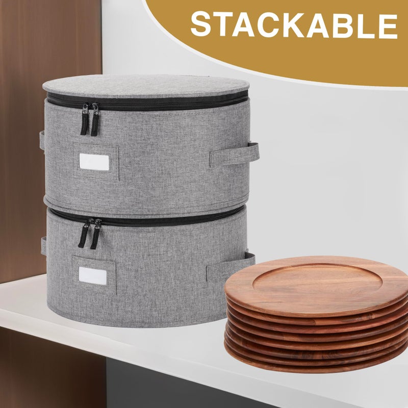 STOZU China Storage Container for Charger Plate - Includes 12 Felt Dividers. Hard Shell and Stackable with Padded Interior. Great for Platters, Big Plates and Serving Dishes up to 12.5" W - Image 5