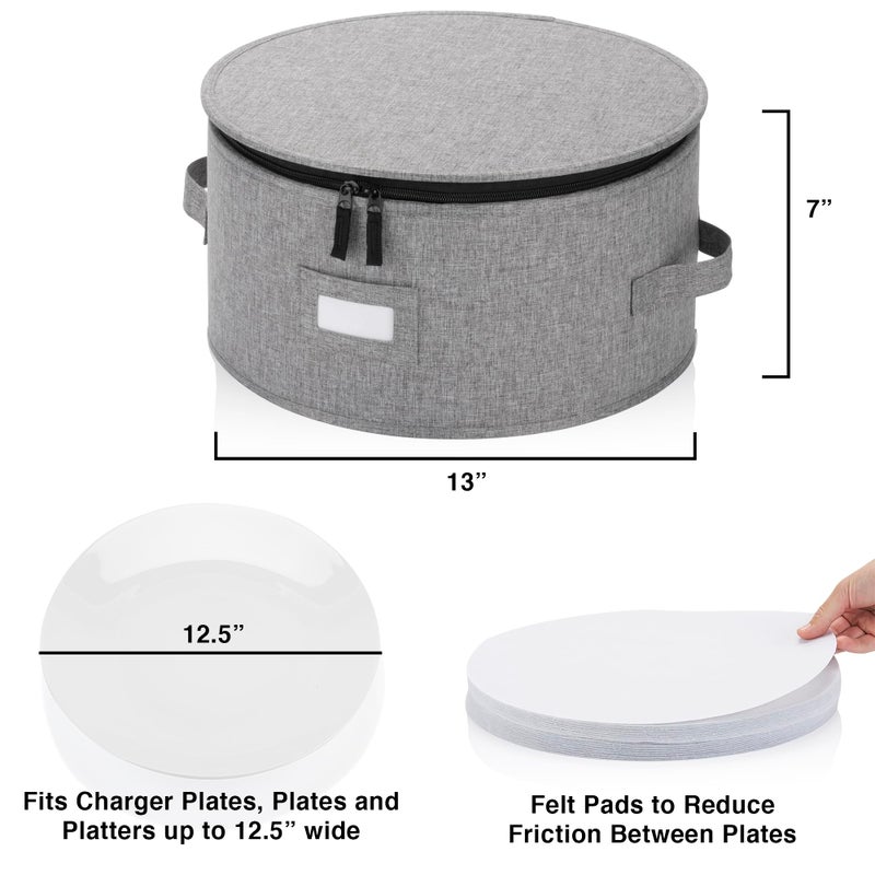 STOZU China Storage Container for Charger Plate - Includes 12 Felt Dividers. Hard Shell and Stackable with Padded Interior. Great for Platters, Big Plates and Serving Dishes up to 12.5" W - Image 2