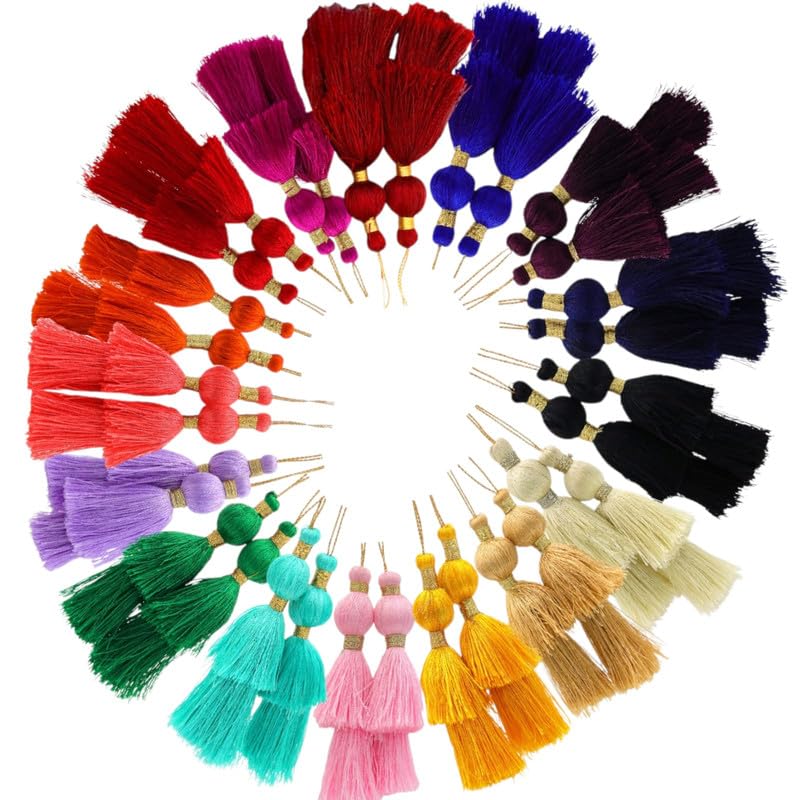 PATWA TRADERS Colour 16 Rainbow Tassels Pack of 12 in 16 Beautiful Colors for Crafting Home Decor Fringe Accessories and Creative Projects Multicolour - Image 1