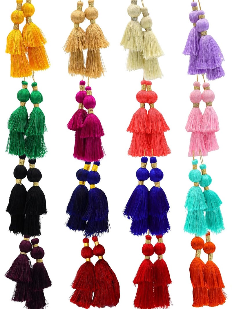 PATWA TRADERS Colour 16 Rainbow Tassels Pack of 12 in 16 Beautiful Colors for Crafting Home Decor Fringe Accessories and Creative Projects Multicolour - Image 2