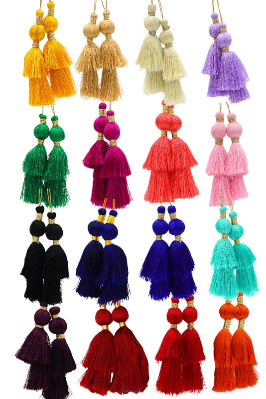 PATWA TRADERS Colour 16 Rainbow Tassels Pack of 12 in 16 Beautiful Colors for Crafting Home Decor Fringe Accessories and Creative Projects Multicolour - Image 3