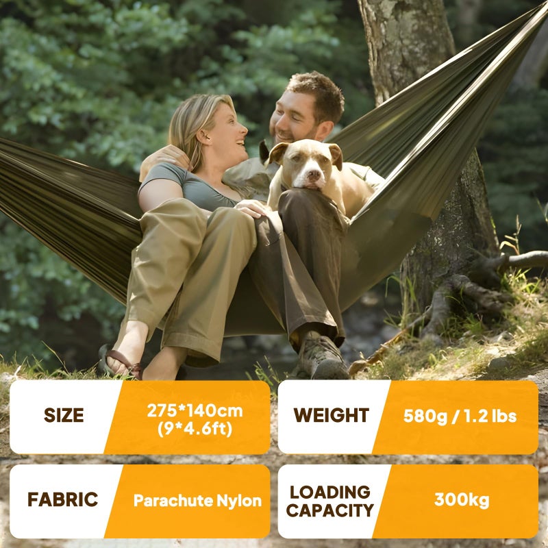 NATUREFUN Ultra-Light Travel Camping Hammock | 300kg Load Capacity,(275 x 140 cm) Breathable,Quick-Drying Parachute Nylon | 2 x Premium Carabiners,2 x Nylon Slings Included | Outdoor Indoor Garden - Image 2