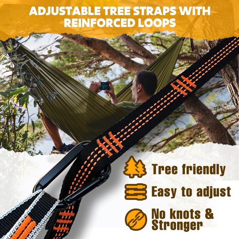 NATUREFUN Ultra-Light Travel Camping Hammock | 300kg Load Capacity,(275 x 140 cm) Breathable,Quick-Drying Parachute Nylon | 2 x Premium Carabiners,2 x Nylon Slings Included | Outdoor Indoor Garden - Image 3