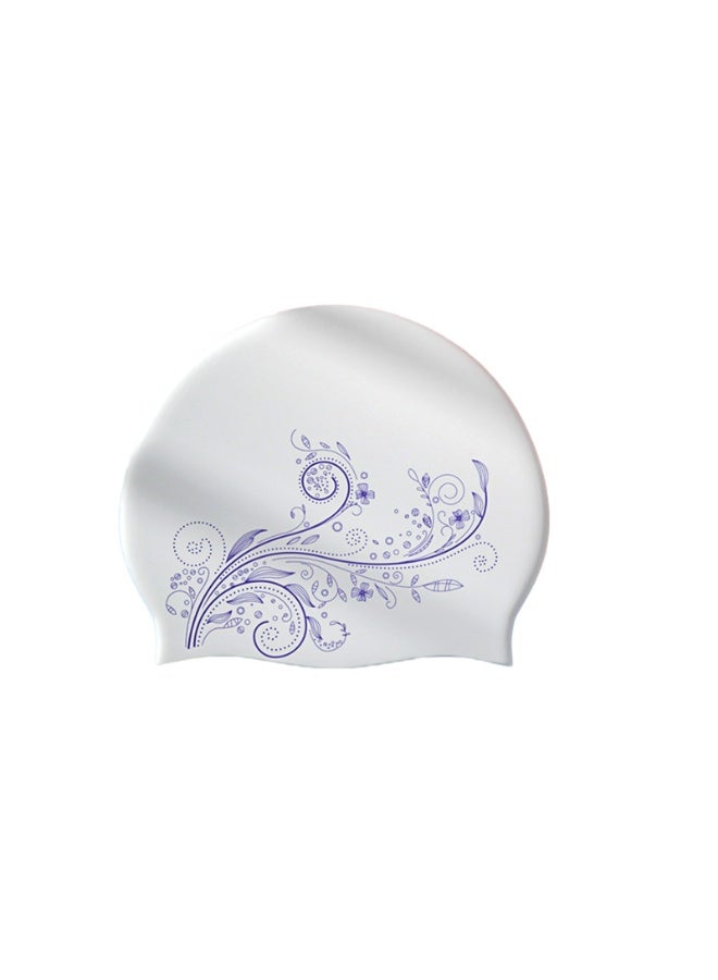 قبعة سباحة نسائية من السيليكون للفتيات، قبعة سباحة نسائية من السيليكون، قبعة سباحة للشعر الطويل مطبوع عليها زهور مقاومة للماء - Image 1