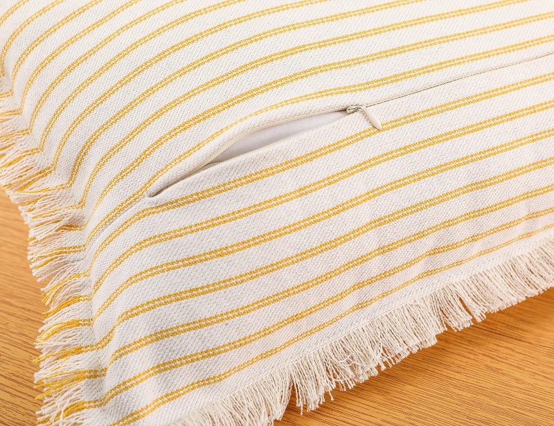 PANOD Decorative Boho Long Lumbar Pillow Cover 12x26 Super Soft Cotton Modern Long Rectangle Pillow Cover Pillow Case for Bed Sofa Couch Farmhouse Livingroom Yellow - Image 4