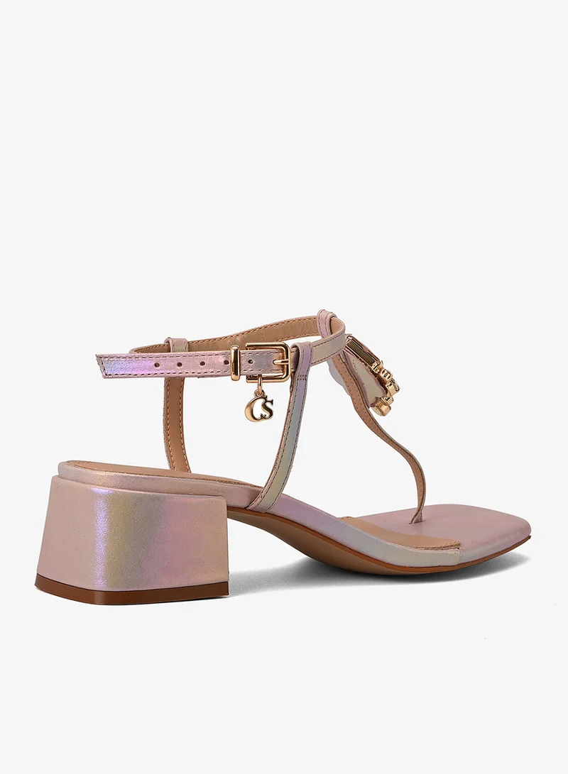 Carmen Steffens Thin Strap Block Heel Holographic Sandal