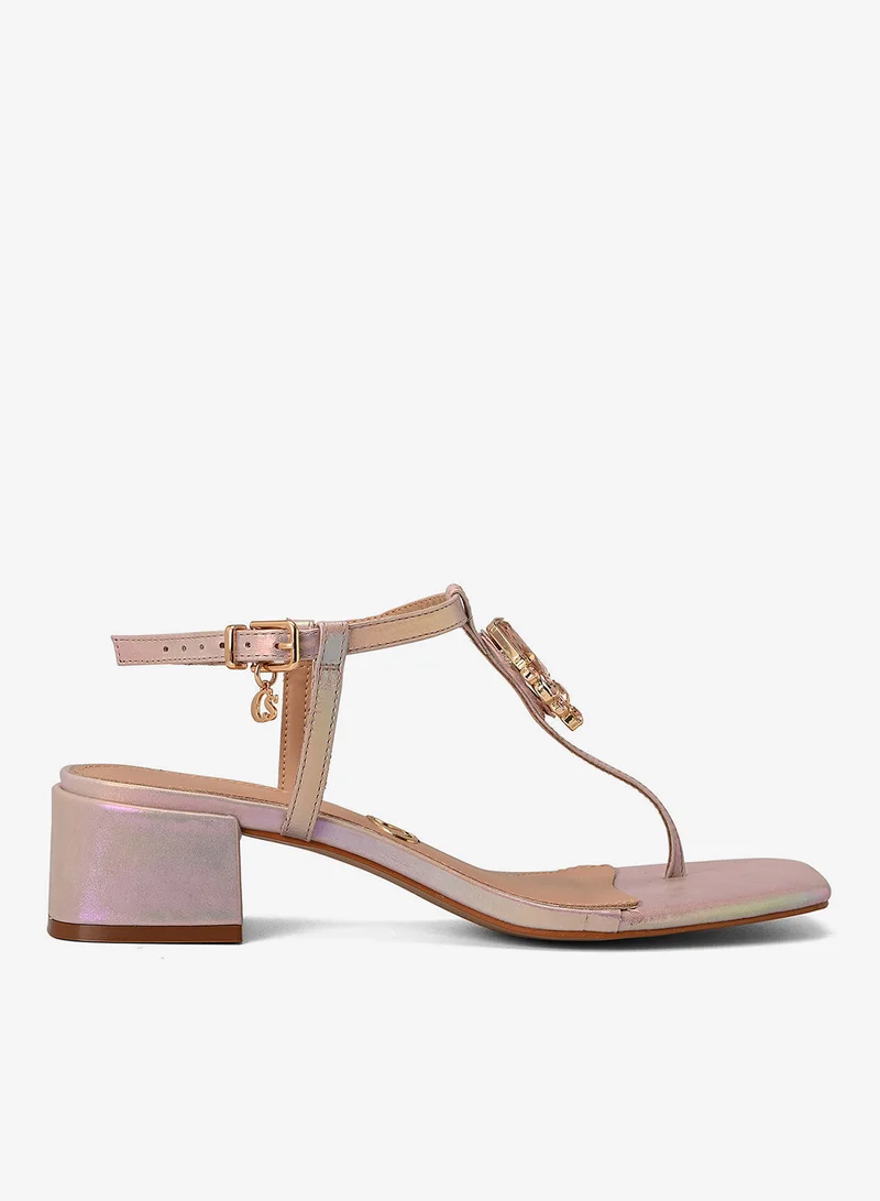 Carmen Steffens Thin Strap Block Heel Holographic Sandal