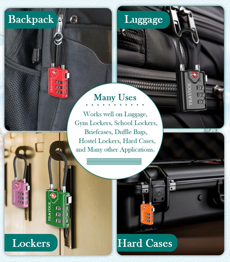 Travoce TSA Approved Luggage Locks, Travel Locks Which Also Work Great as Gym Locks, Toolbox Lock, Backpack and More 1,2,4,6 &10 pk (Army Green)  - Image 4