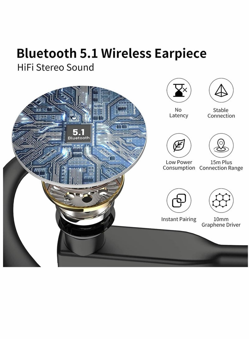 Captaintech Bluetooth Headset Handsfree Wireless Bluetooth Earpiece for Mobile Phone V51 Headset with Microphone Noise Cancelling 10H Talking Time Bluetooth Headphone Earphone for Business Driving - Image 5