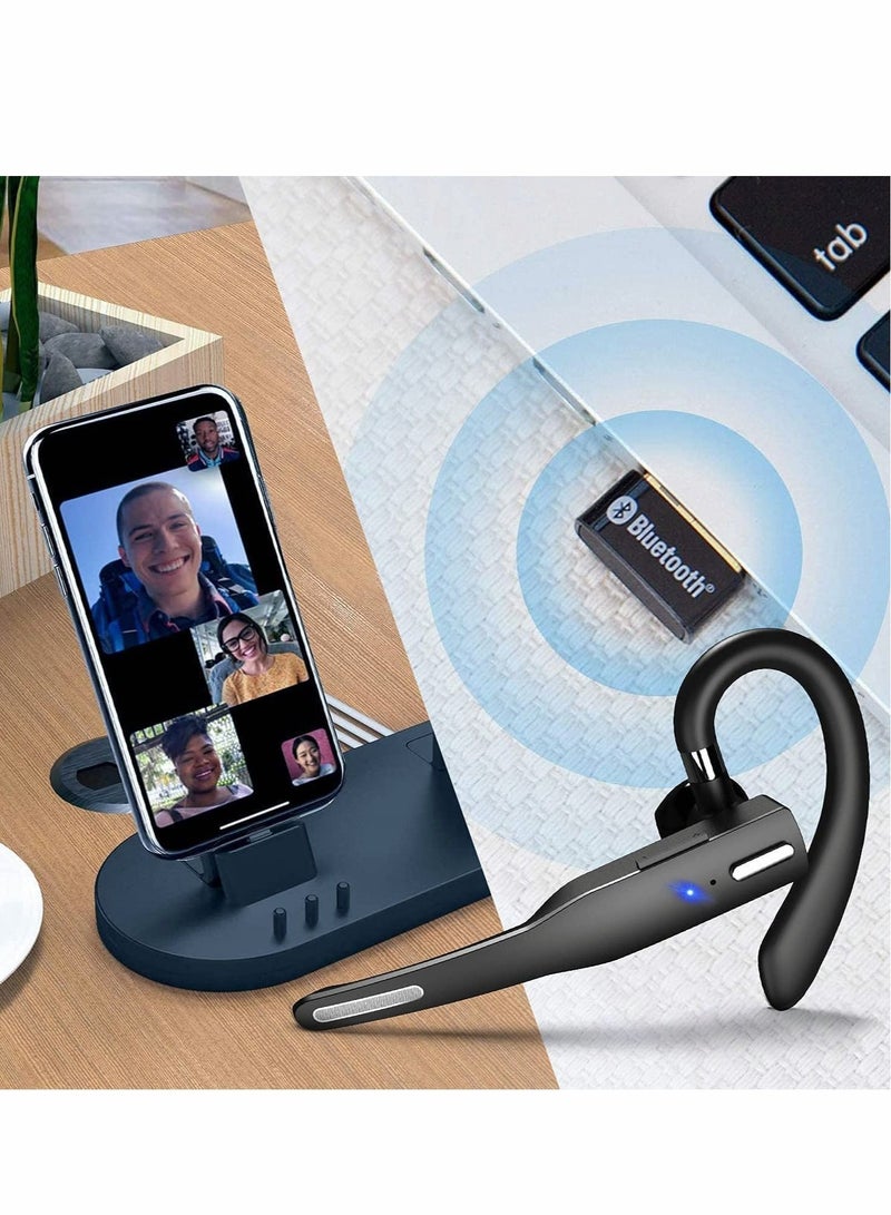 Captaintech Bluetooth Headset Handsfree Wireless Bluetooth Earpiece for Mobile Phone V51 Headset with Microphone Noise Cancelling 10H Talking Time Bluetooth Headphone Earphone for Business Driving - Image 3