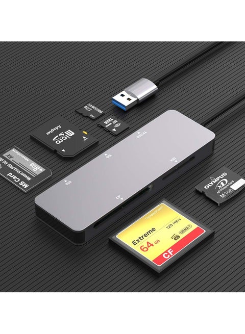 USB SD Card Reader, 5 in 1 USB 3.0 Memory Card Reader Adapter Read & Write Speed Up to 5Gbps Read 5 Cards 5in1 Multi Card Reader for SD/TF/CF/Micro SD/MS/M2/XD