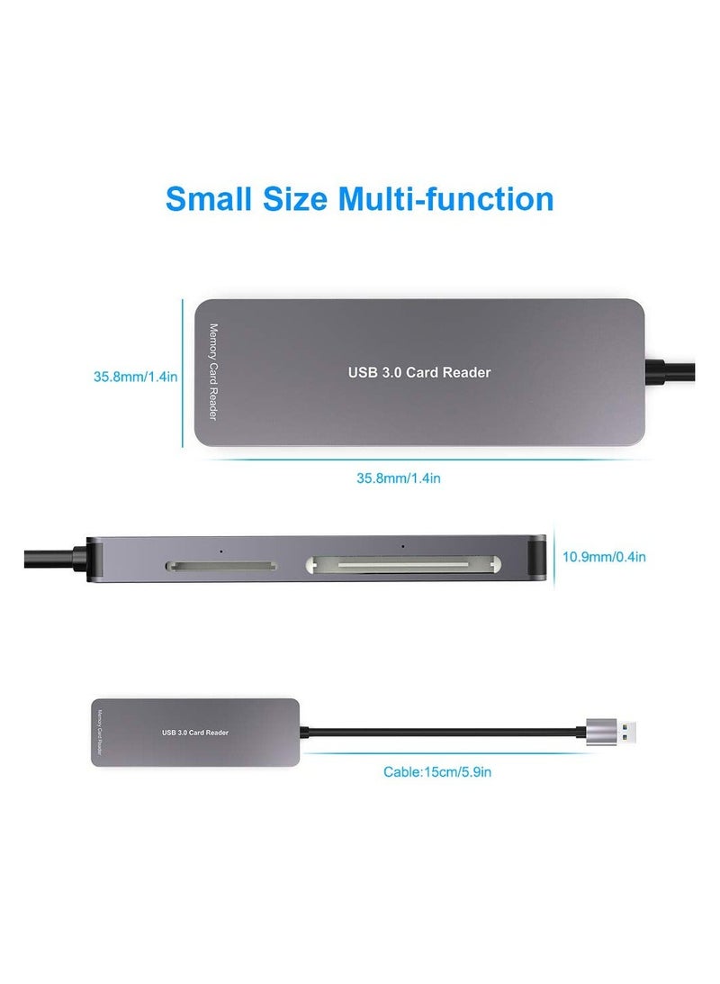 USB SD Card Reader, 5 in 1 USB 3.0 Memory Card Reader Adapter Read & Write Speed Up to 5Gbps Read 5 Cards 5in1 Multi Card Reader for SD/TF/CF/Micro SD/MS/M2/XD