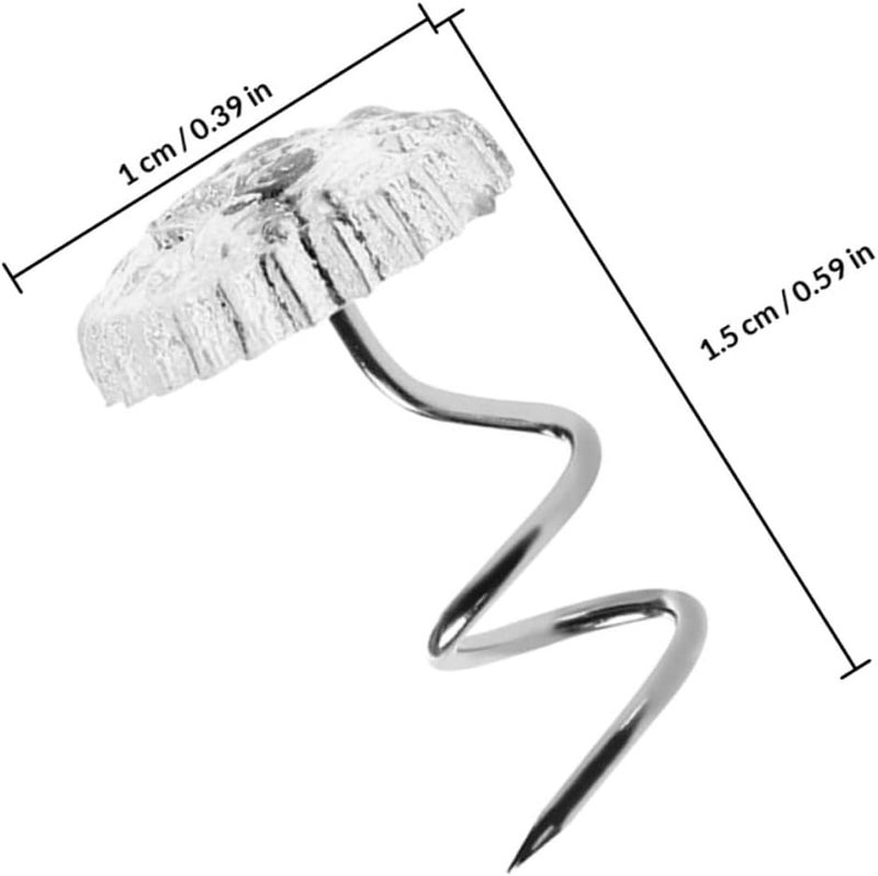 100pcs Stainless Steel Spiral Sofa Pins and Drapery Tacks for Upholstery Bed Skirt Fastening, Screw Pins for Furniture Covers and Slipcovers in Home Bedding - Image 2