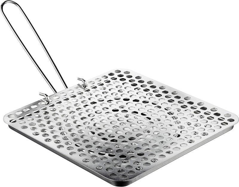 ibili محمصة خبز قابلة للطي من إبيلي مصنوعة من الصفيح للاستخدام على الموقد مثالية للاستخدام في المنزل والتخييم للنيران الغازية ونيران المخيم تصميم مدمج وقابل للحمل صنع في إسبانيا 78 × 78 بوصة