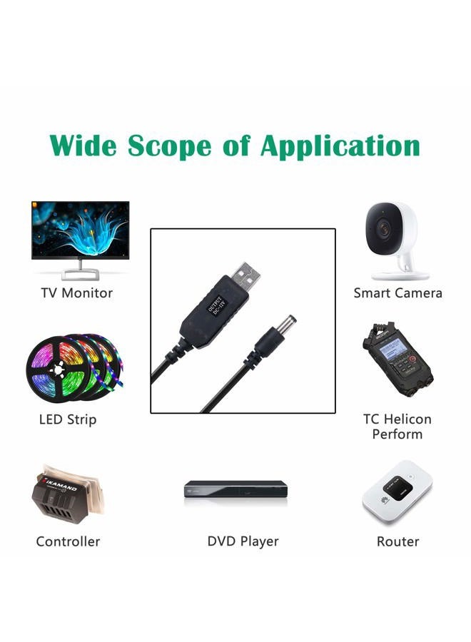 iGreely DC 5V to DC 9V USB Voltage Step Up Converter Cable 3.3ft/1m Power Supply Adapter Cable with DC Jack 5.5 x 2.5mm or 5.5 x 2.1mm, for Fan, Led Light, Wireless Router, Speakers and More Devices - Image 3