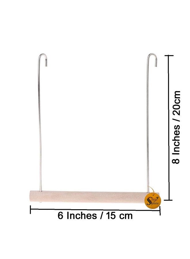 Sage Square Playful Natural Wood Perch Swing Toy Cage Hanging Platform, Climbing, Exercise Perch for Birds (Large) (Pack of 2) - Image 2