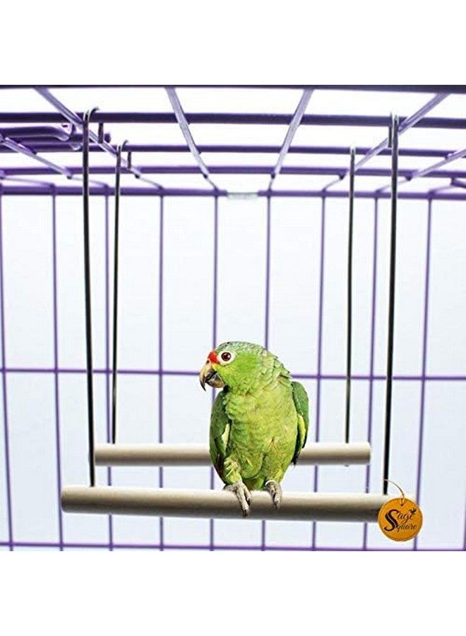 Sage Square Playful Natural Wood Perch Swing Toy Cage Hanging Platform, Climbing, Exercise Perch for Birds (Large) (Pack of 2) - Image 4