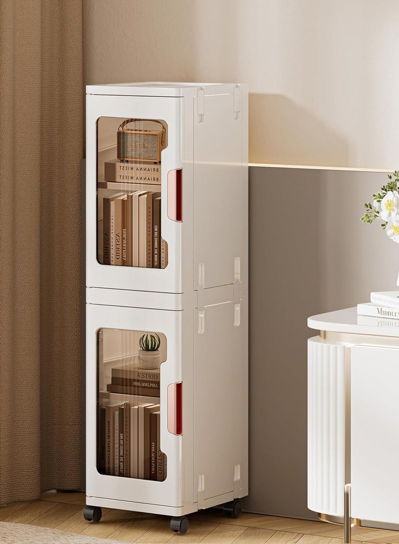 سلالات التخزين مع الأغطية والأبواب，خزانة التخزين مع العجلات，خزانة الخزانة البلاستيكية القابلة للتراكم，خزانة الخزانة，مطبخ قابل للطي سلالات التخزين القابلة للطي للوجبة الخفيفة الكتاب ومنظّم الحمام - Image 1