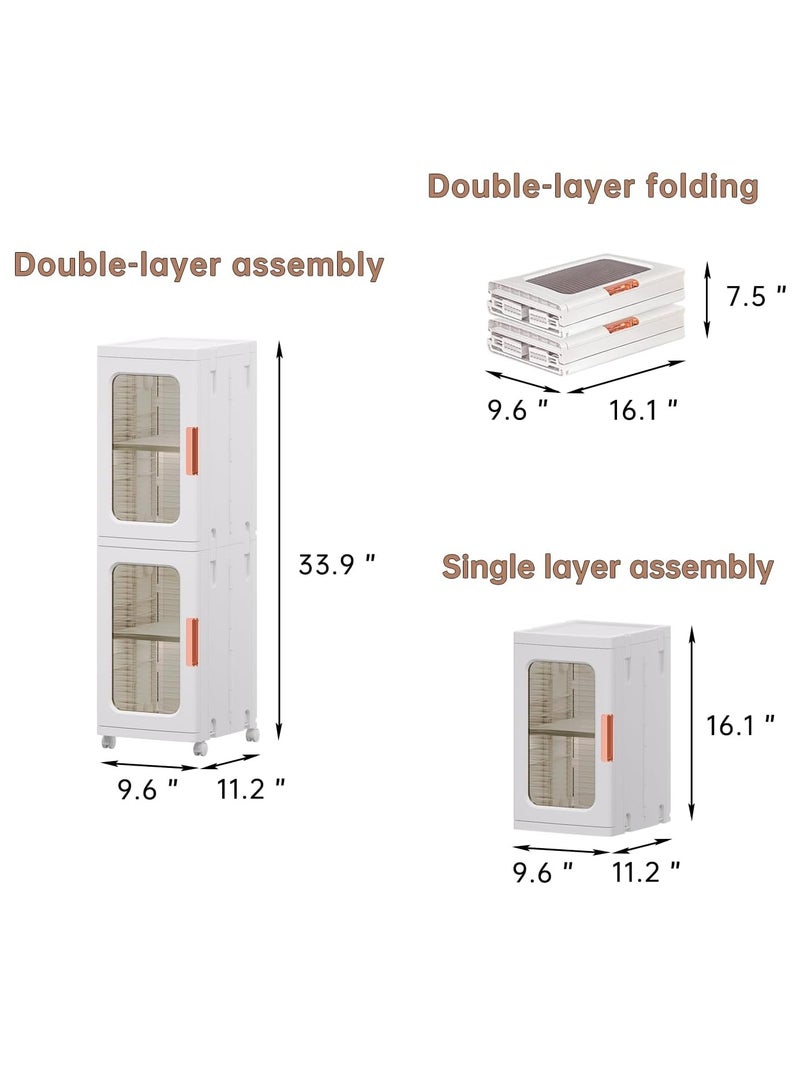 سلالات التخزين مع الأغطية والأبواب，خزانة التخزين مع العجلات，خزانة الخزانة البلاستيكية القابلة للتراكم，خزانة الخزانة，مطبخ قابل للطي سلالات التخزين القابلة للطي للوجبة الخفيفة الكتاب ومنظّم الحمام - Image 2