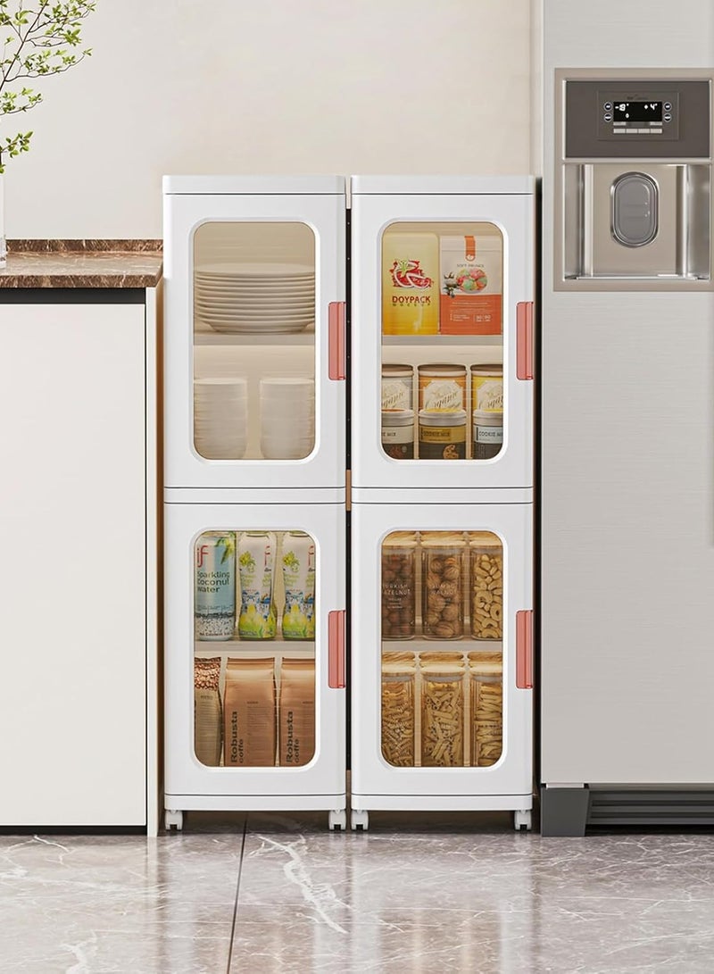 سلالات التخزين مع الأغطية والأبواب，خزانة التخزين مع العجلات，خزانة الخزانة البلاستيكية القابلة للتراكم，خزانة الخزانة，مطبخ قابل للطي سلالات التخزين القابلة للطي للوجبة الخفيفة الكتاب ومنظّم الحمام - Image 3