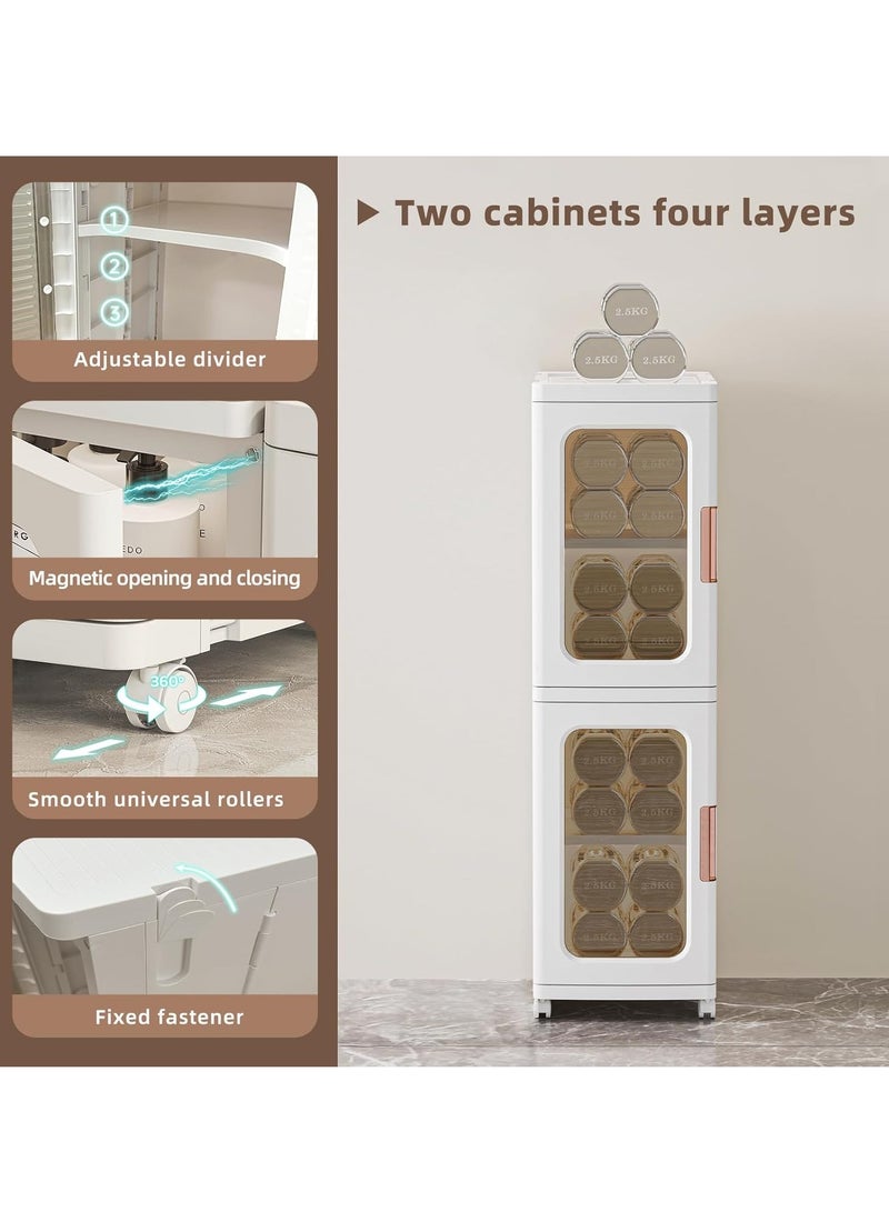 سلالات التخزين مع الأغطية والأبواب，خزانة التخزين مع العجلات，خزانة الخزانة البلاستيكية القابلة للتراكم，خزانة الخزانة，مطبخ قابل للطي سلالات التخزين القابلة للطي للوجبة الخفيفة الكتاب ومنظّم الحمام - Image 5