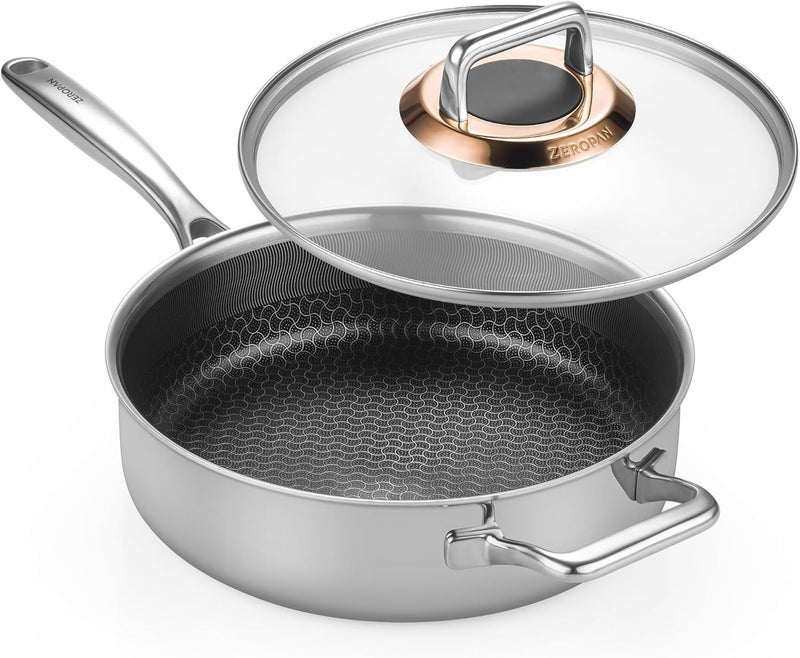 ZEROPAN Hybrid Nonstick 5-Quart Sauté Pan,Frying Pans Nonstick with Lid,Stay-Cool Handle,11 Inch Deep Frying Pan,PFAS PFOA PTFE Free,Dishwasher-Friendly,Oven-Safe,Compatible with All Cooktops - Image 1