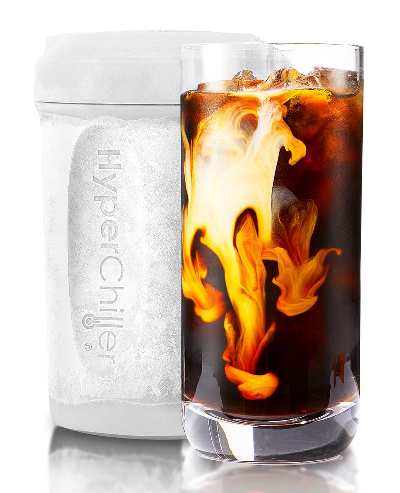 HyperChiller HyperChiller HC2W Patented Iced CoffeeBeverage Cooler NEW IMPROVEDSTRONGER AND MORE DURABLE Ready in One Minute Reusable for Iced Tea Wine Spirits Alcohol Juice 125 Oz White 
