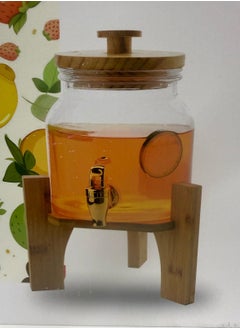 Mini Jar Glass Beverage Dispenser with Lid and Metal Stand, Party Glassware for Water, Juice, Ice Tea, Cold Drinks, 1 Gallon