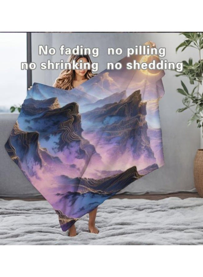 general Chinese painting style flannel thin blanket (warm and comfortable, suitable for sleep, gaming, dust removal and sandproof) 150cm*200cm - 10 - Image 1