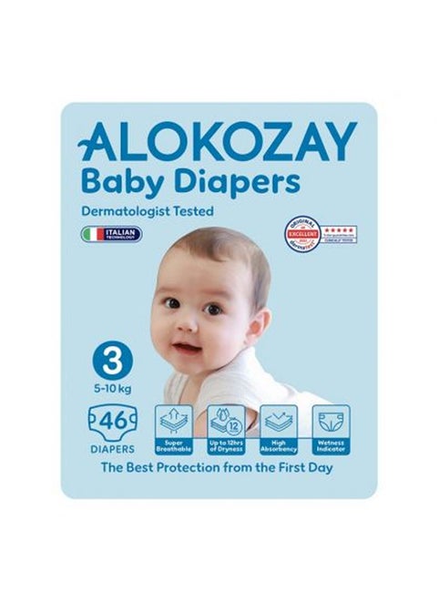 Premium Baby Diapers - Size 3 5-10 Kg 46 Diapers