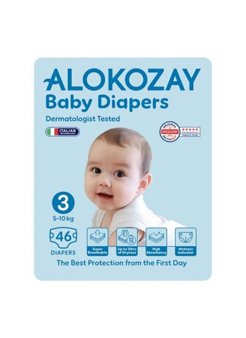 Premium Baby Diapers - Size 3 5-10 Kg 46 Diapers
