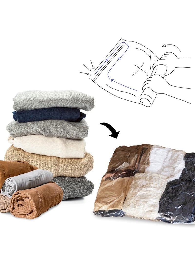 10 Pcs Travel Space Saver Bags Vacuum Storage, Sealer Bag Roll Up Compression Storage, Comprehensive Garment Protection, Organizers for Travel, Comforters, Blankets, and Clothes, 2 Size - Image 1