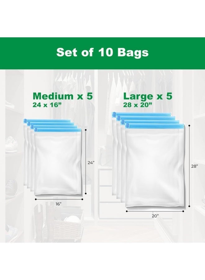 10 Pcs Travel Space Saver Bags Vacuum Storage, Sealer Bag Roll Up Compression Storage, Comprehensive Garment Protection, Organizers for Travel, Comforters, Blankets, and Clothes, 2 Size - Image 2