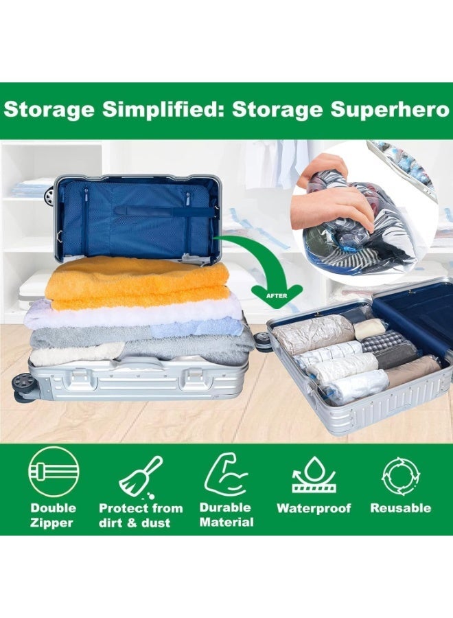 10 Pcs Travel Space Saver Bags Vacuum Storage, Sealer Bag Roll Up Compression Storage, Comprehensive Garment Protection, Organizers for Travel, Comforters, Blankets, and Clothes, 2 Size - Image 3