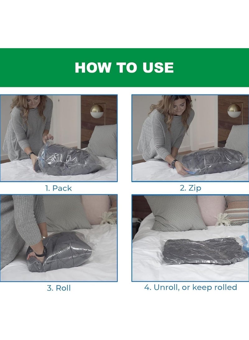 10 Pcs Travel Space Saver Bags Vacuum Storage, Sealer Bag Roll Up Compression Storage, Comprehensive Garment Protection, Organizers for Travel, Comforters, Blankets, and Clothes, 2 Size - Image 5