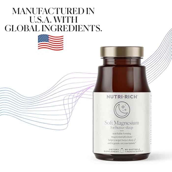 Nutri-Rich Magnesium Glycinate Chelate, Magnesium 400mg, for Better Sleep, MCT Oil, High Potency, Easy Absorption, Muscle, Heart Health, Relaxation, Gluten Free, No Soy, No Artificial Additives - Image 2
