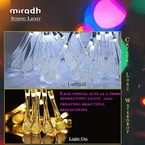 MIRADH 14 Long Crystal Waterdrop Led Light 3 Meter led Lights for Home Decoration Plug in Fairy String Lights, Diwali Lights for Decoration for Home Still Mode Only Strip Lights (14 Bulb Yellow) - Image 5